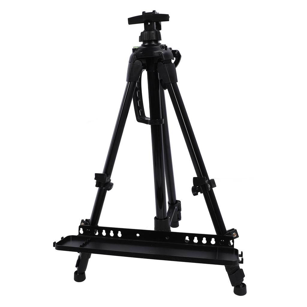 Art Painting Stand Black Angle Height Adjustable Foldable Metal Easel Tripod with Tray for Drawing
