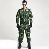2Pcs/Set Lapel Long Sleeve Zipper Buttons Placket Cargo Coat Pants Men Multi Pockets Camouflage Print Work Training Outfit Male Clothing