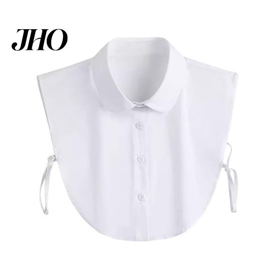 Layering Collar Women Fake Lapel Side Strap Single Breasted Solid Color Detachable Casual Style False Accessory