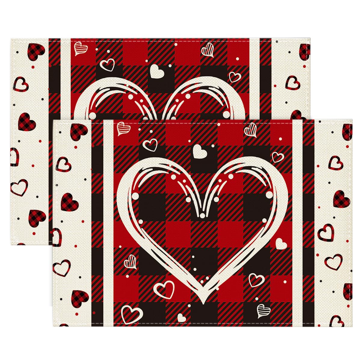 

Red Black Love Mother s Day Placemats Set of 4, 12x18 Inch Seasonal Holiday Table Mats for Party Kitchen Dining Decoration 12 x 18 , Rectangular 2 Pcs