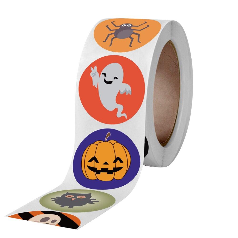 50-500pcs Halloween Round Stickers Self Adhesive Label Paper Candy Bags Stickers Package Seal Gift Packaging Sealing Craft
