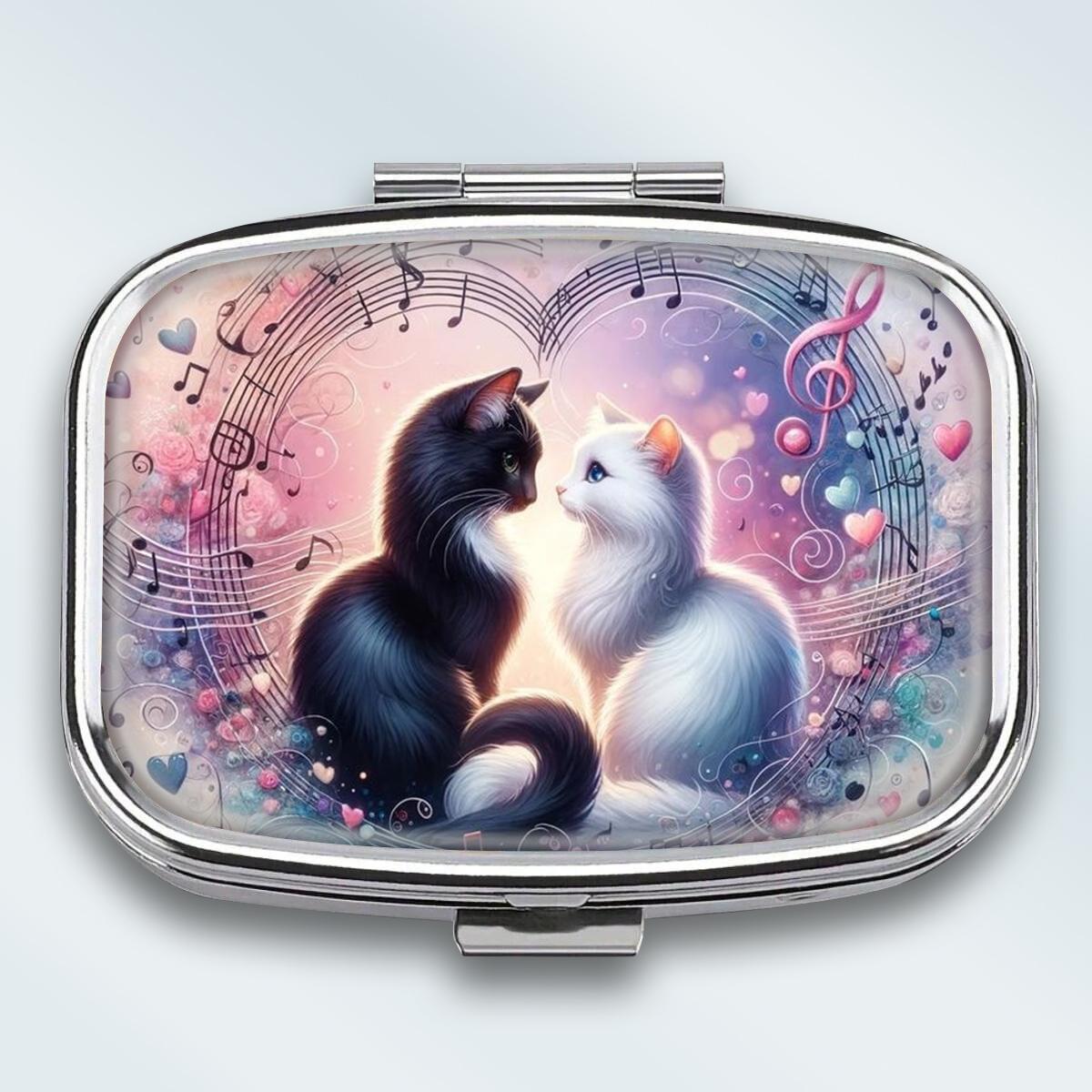 

Portable Pill Box with 2 Compartments, Mini Metal Medicine Organizer Case, Cute Printed Pill Container for Vitamins, Pills, Jewelry, Travel, Daily Use різнокольоровий