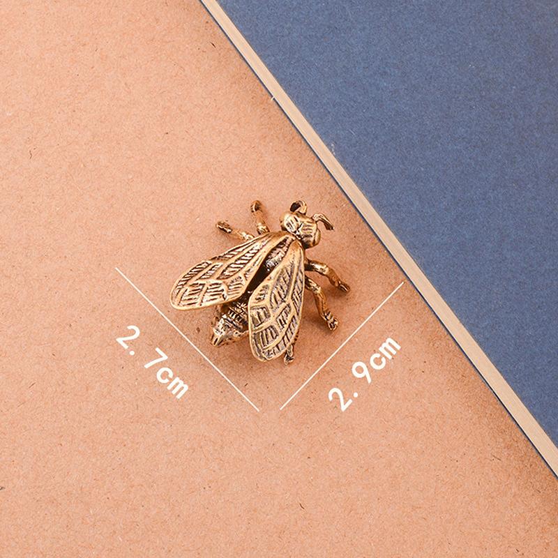 1 Piece Miniature Simulation Insect Desk Ornament Brass Bee Figurines Table Tea Pets Antique Copper Crafts Home Decoration