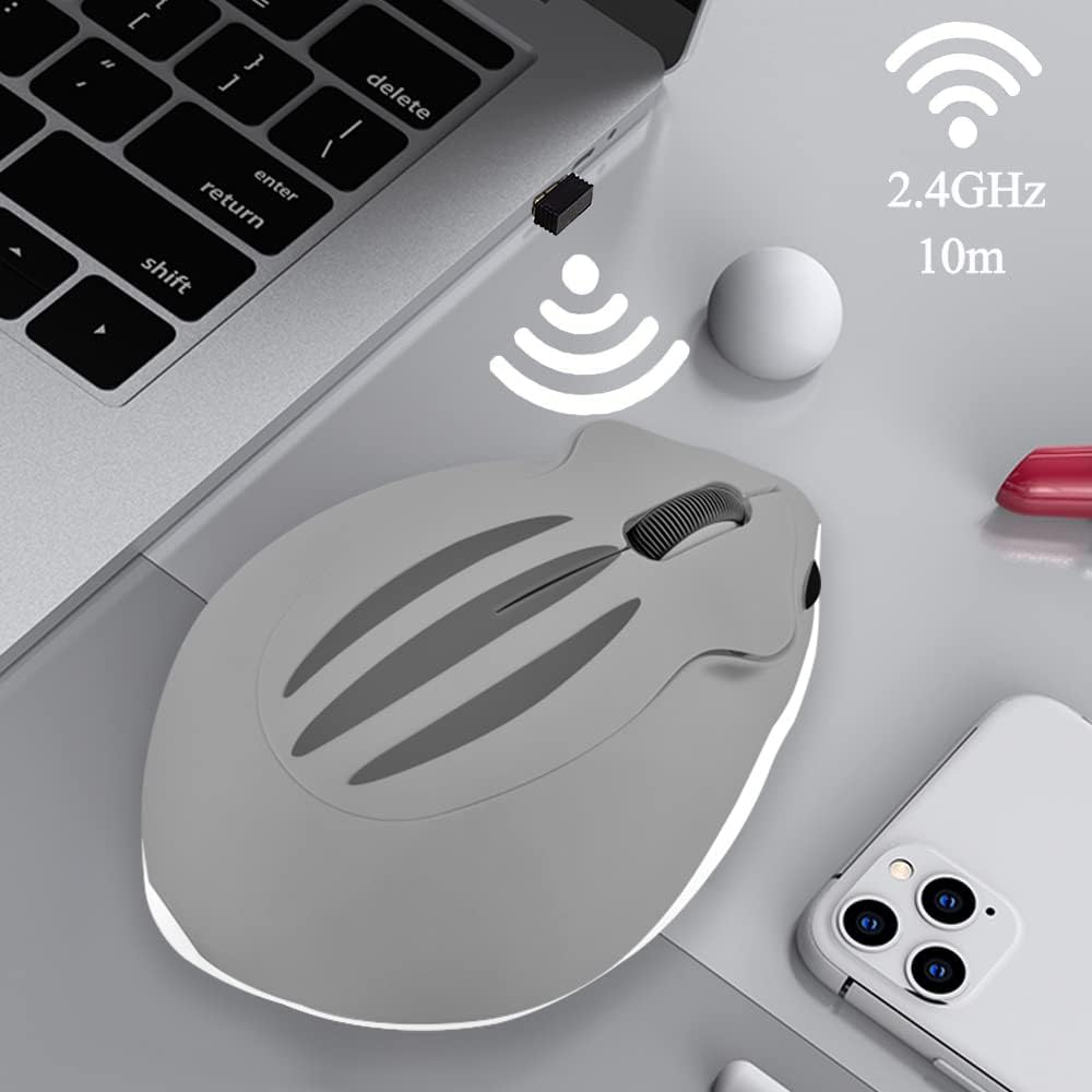 DIWOSHE 2.4Ghz Wireless Mouse, Cute Hamster Shape USB Wireless Mouse, Quiet, Optical, Medium Size, Lightweight, Character Design for Women and Kids,