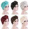 Full Coverage Bohemian Turban Cap with Pleated Texture, Front Knot Accent and Blend Fabric for Styling and Travel