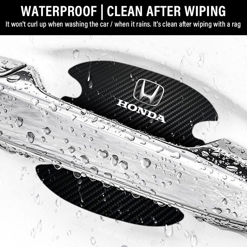 4PCS Car Door Handle Protection Sticker Emblem Car Decoration Styling For Honda Fit Mugen Insight Type S R VTEC DOHC Modulo Vezel Legend RR Si