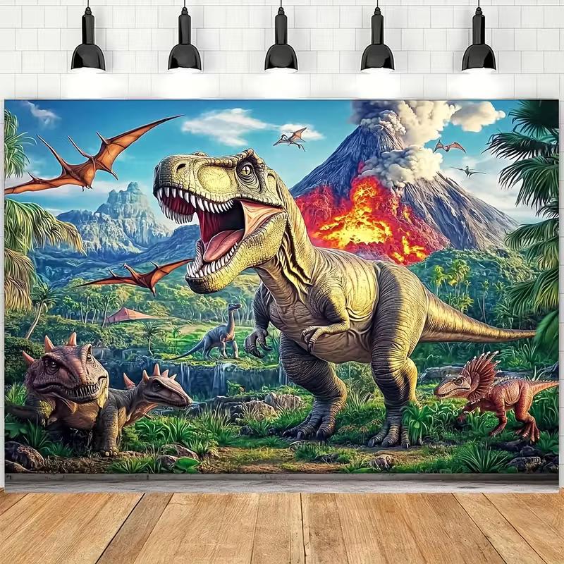 

Volcano T-Rex Dinosaur Tapestry, Jurassic Jungle Landscape Wall Decor for Boys Room & Themed Birthday Party 47.2x31.5inch/120*80cm