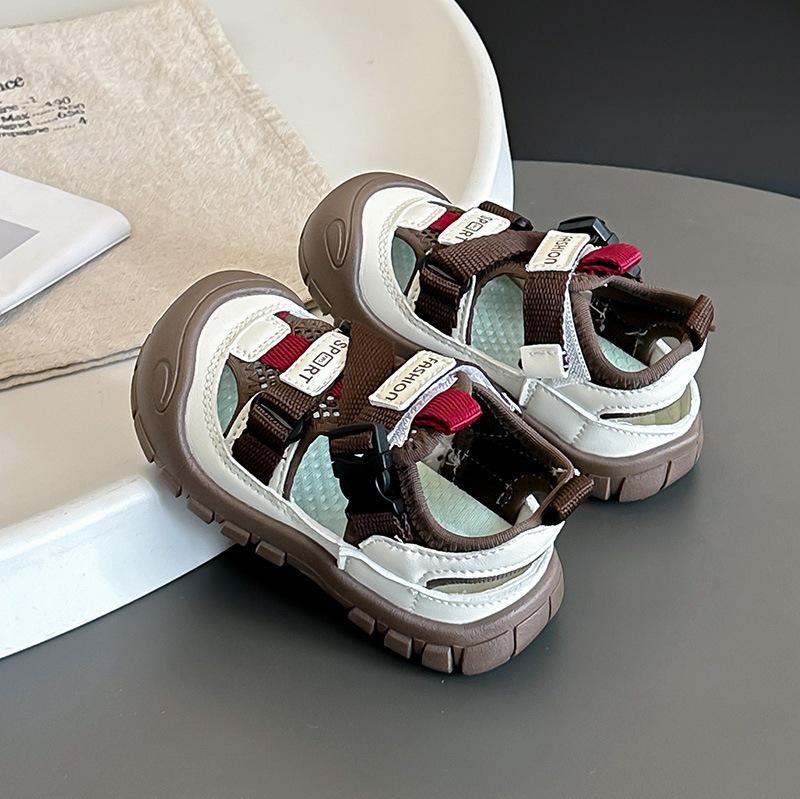 Girls  Summer 2026 Non-Slip Color Block Breathable Sandals with Soft Sole 23 коричневый