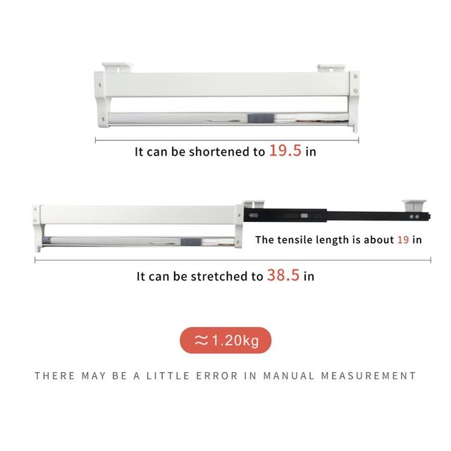 Heavy Duty Pull-Out Closet Valet Rod Adjustable Wardrobe Clothing Rail Top Mount Wardrobe Hanger Rack Bar Ball Bearing Slide