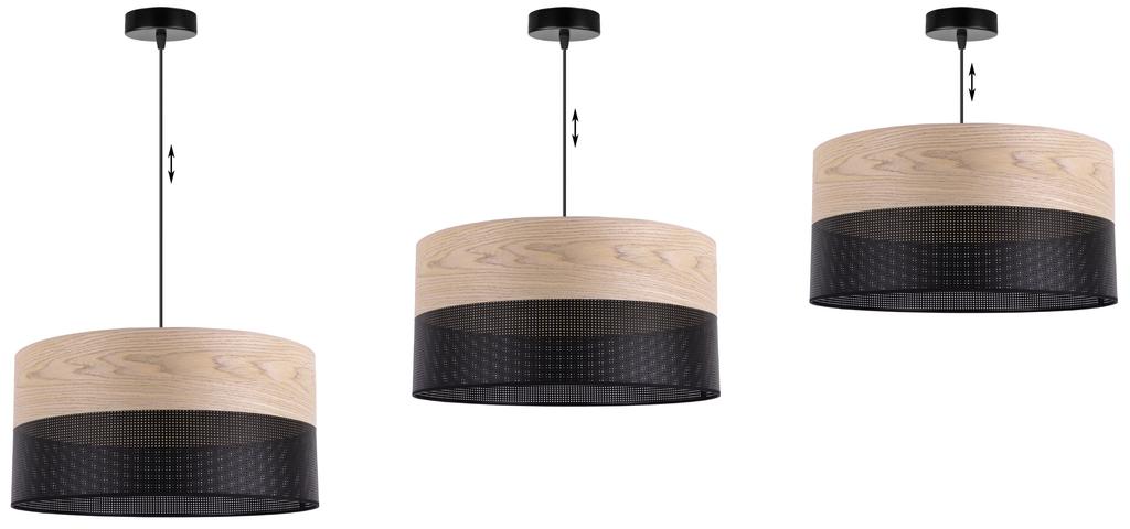 Single Hanging Lamp Classic Oak Veneer Lampshade 44Cm