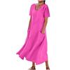 Women's Solid Color Round Neck Short Sleeve Loose Hem Dress