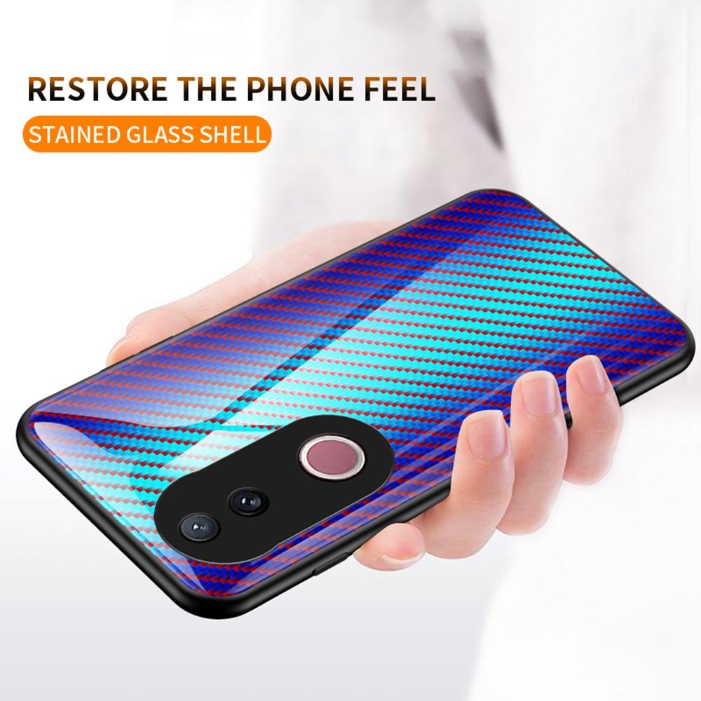 

For vivo V50 5G Case Tempered Glass Shockproof Phone Cover Colorful Fiber