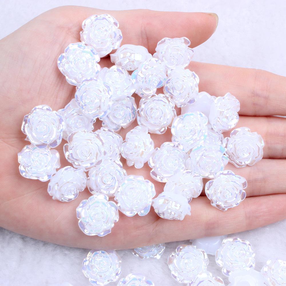 Solid Color Resin Rose Pearl Stickers for DIY Phone & Jewelry Accessories