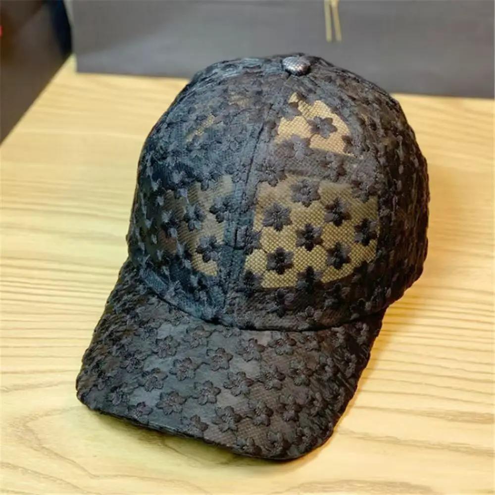 

Летняя тонкая кружевная кепка-утка женская вышитая цветочная сетчатая дышащая бейсболка шляпа от солнца One Size чёрный