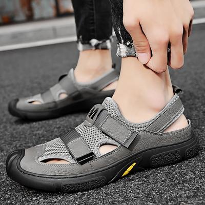 Moda Estiva Nuovi Uomo Moda Versatili Svuotati Traspiranti Esterno Pelle Casual Sandali da Spiaggia Taglia 46