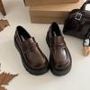 Thick-soled British-style small leather shoes for women's 2025 autumn new models, height-increasing versatile one-pedal loafers, fashionable vers