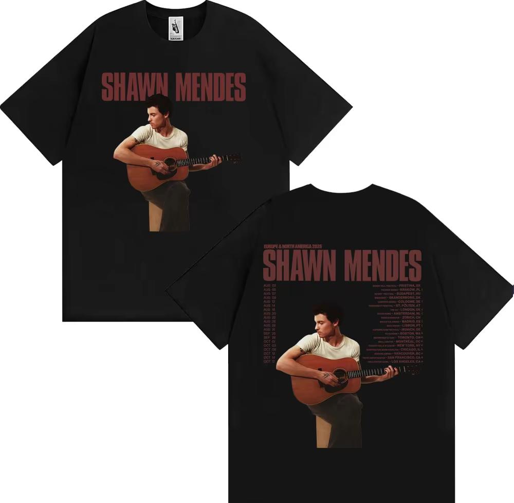 Singer Shawn Mendes on The Road Again Tour Graphic Tshirts Mens Fashion Hip Hop Street T Shirt Casual Cozy pure Cotton Top