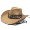 New ethnic style men's and women's jazz hats, European, American and British style new woolen top hats, western denim middle edge curl top hats