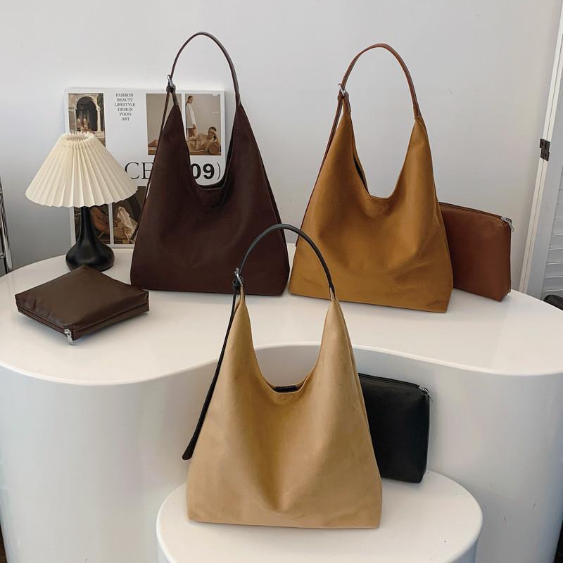 Solid Simple Color Large Capacity Casual Women Suede Tote Bag Autumn For