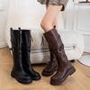 Fashion Leather Fleece-Lined Platform Knee High Shaft Shoes Woman Trend 2025 Goth Waterproof Gothic Designer Luxury Long Boots for Women