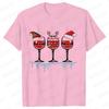 Christmas Wine T Shirts for Women Clothing Funny Cartoon Tshirts Kawaii Fashion Tshirt Tops Harajuku Womens YK Clothing