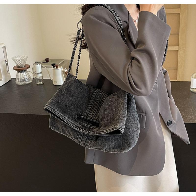 New Style Large Capacity Commuter Bag for Women, Fashionable Denim Tote Bag