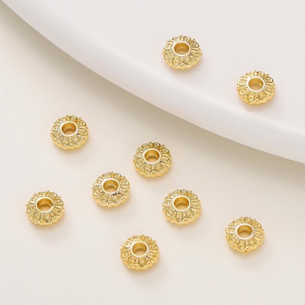 10Pcs/Pack 2*6mm 14/18K Gold Plated Alloy Flat Spacer Beads For Handmade DIY Jewelry Making Bracelet Necklace Accessories
