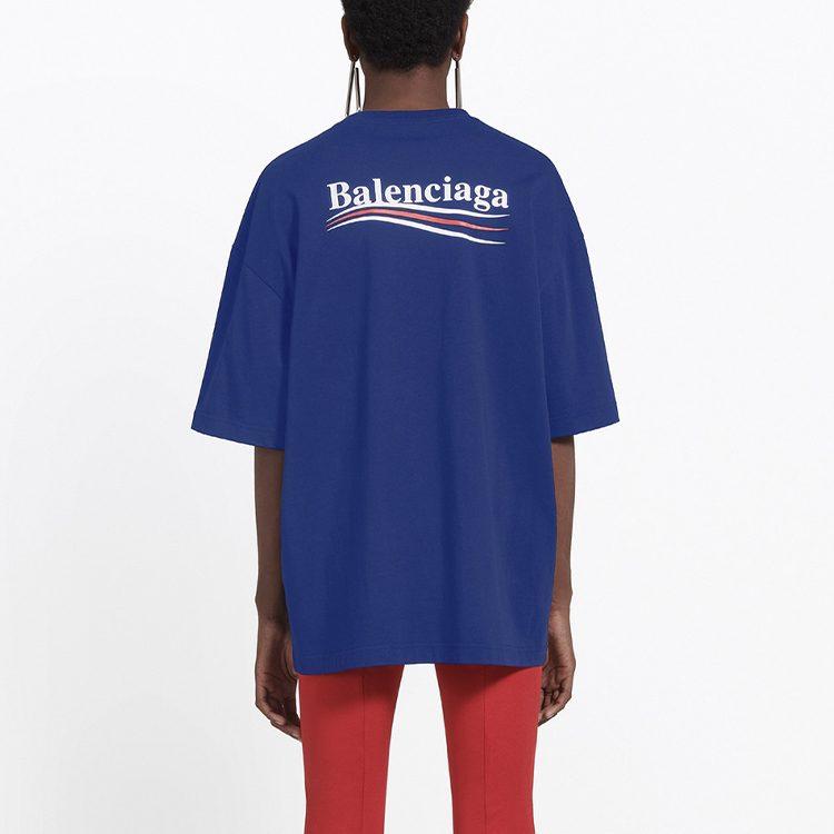 Balenciaga T Shirt Loose Fit Women's Royal Blue 518213TAV444540