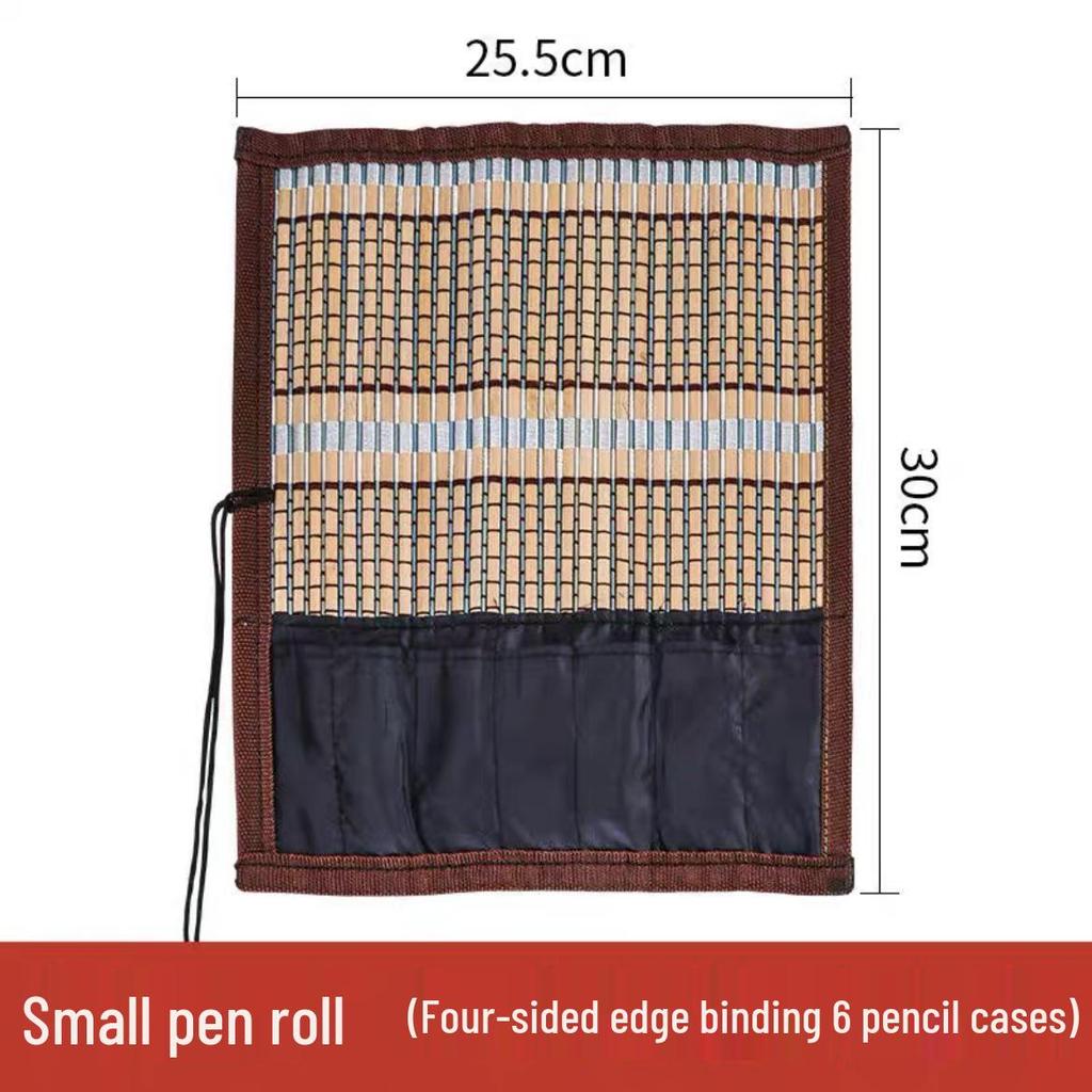 Ancient Style Canvas Calligraphy Brush Roll | Elegant Bamboo Pen Storage | Portable, Creative & Exquisite Design