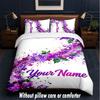 Floral Theme Custom Text Or Name 3Pcs Bedding Set,1 Flat Sheet & 2 Pillowcases Personalized Home Bedding