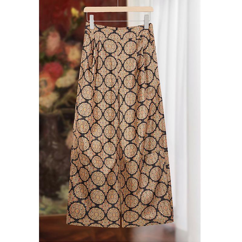 

Elegant Silk Jacquard Cropped Pants, New Chinese Style, Sizes S-XL, No Returns or Exchanges Medium чёрный