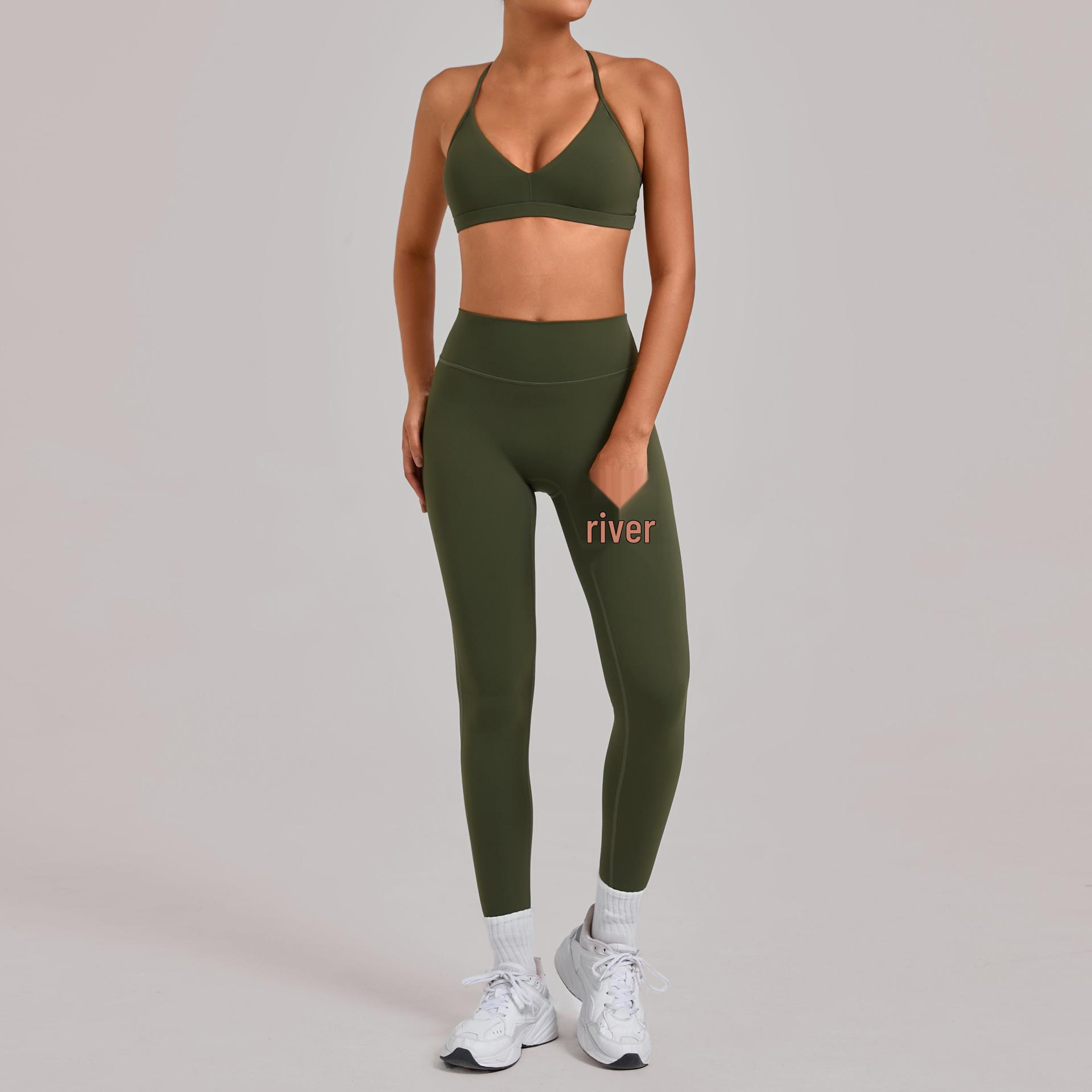 Европейско-американский двухсекционный набор для йоги и фитнеса с вырезами на спине Small