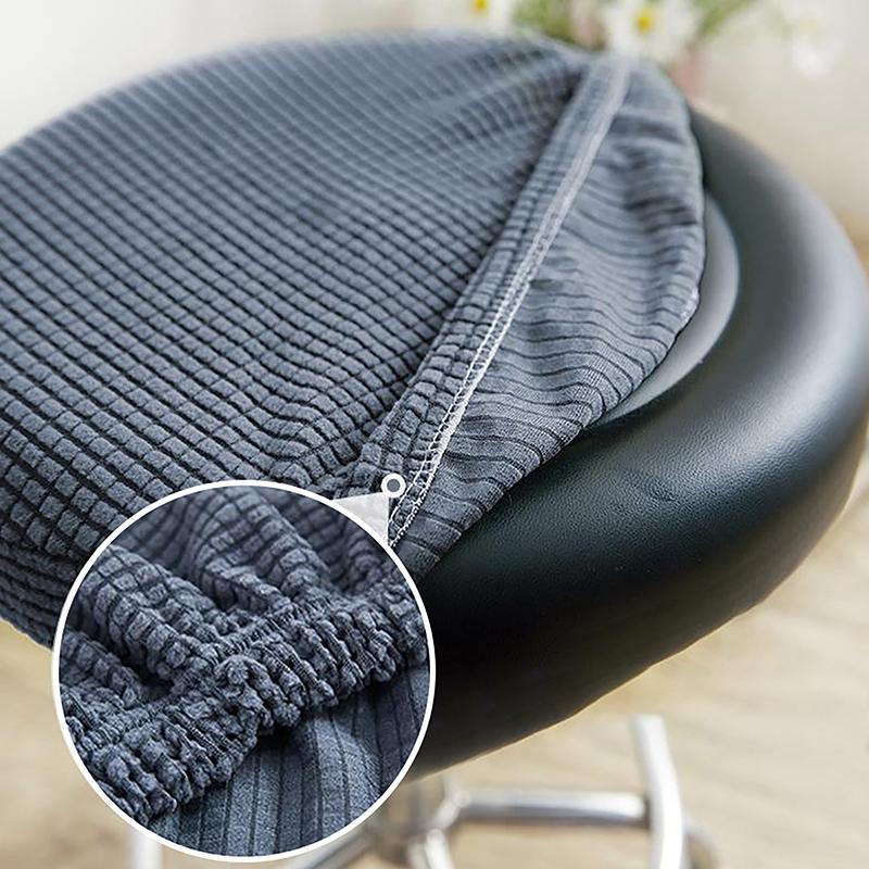 Bar Stool Cover Polar Fleece Round Chair Cover Removable Stool Slipcover Solid Seat Cushion Protector Washable Bar Stool