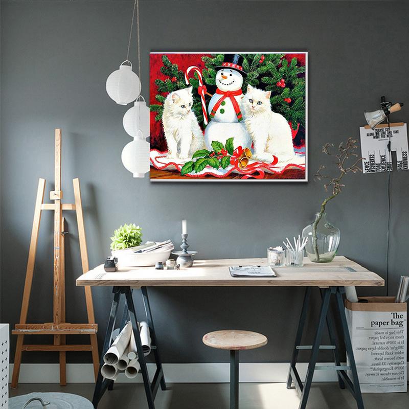 Full Square Drill Diamond Painting 5d Cartoon Christmas DIY Diamond Embroidery Cross Stitch Snowman Wall Art Decor