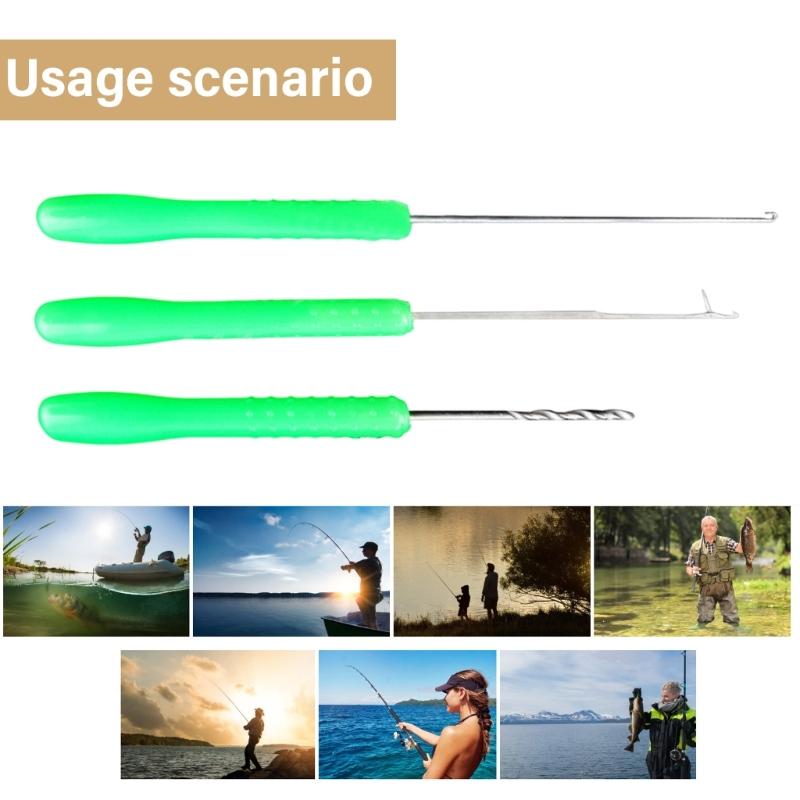 3Pcs Fishing Splicing Needle Baits Drill Needle Baiting Rig Needle Boilie Drill Stringer Hook Needle Fishing Accessories