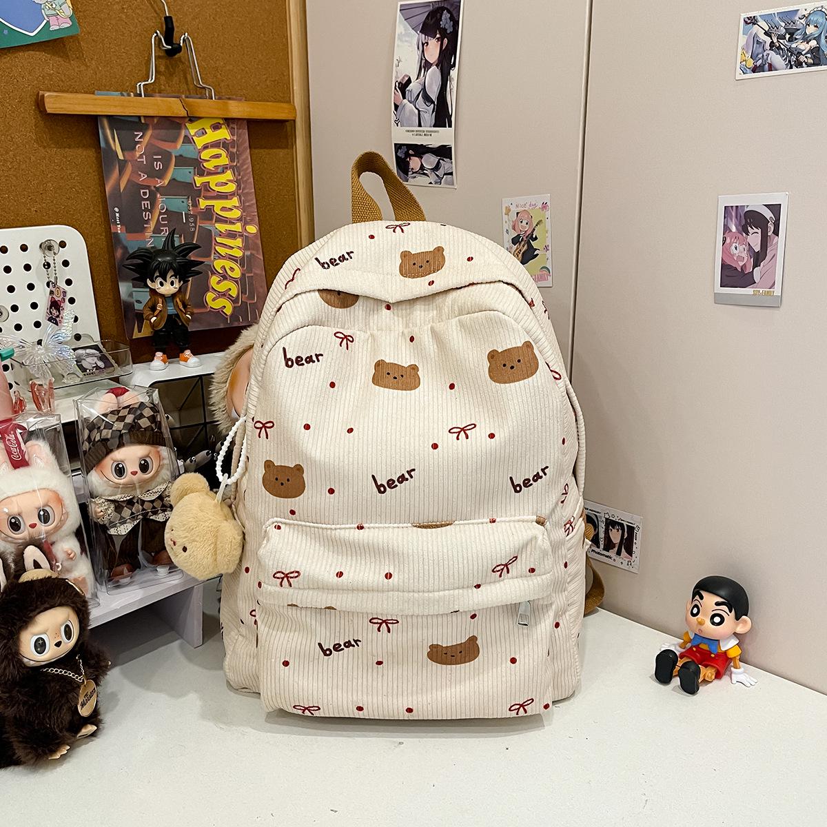 

Fresh Cartoon Print Backpack for Girls - Cute, Versatile, and Large Capacity Schoolbag One Size хаки