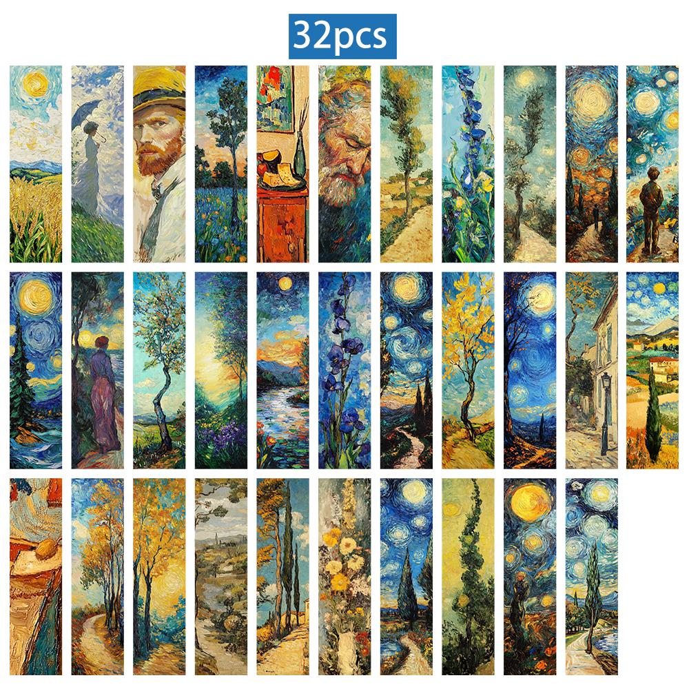 32 Stück, Van Gogh Ölgemälde Serie Lesezeichen für Lehrer, Leser und Fans, Lesezeichen, Geschenke, Partys, Geburtstage