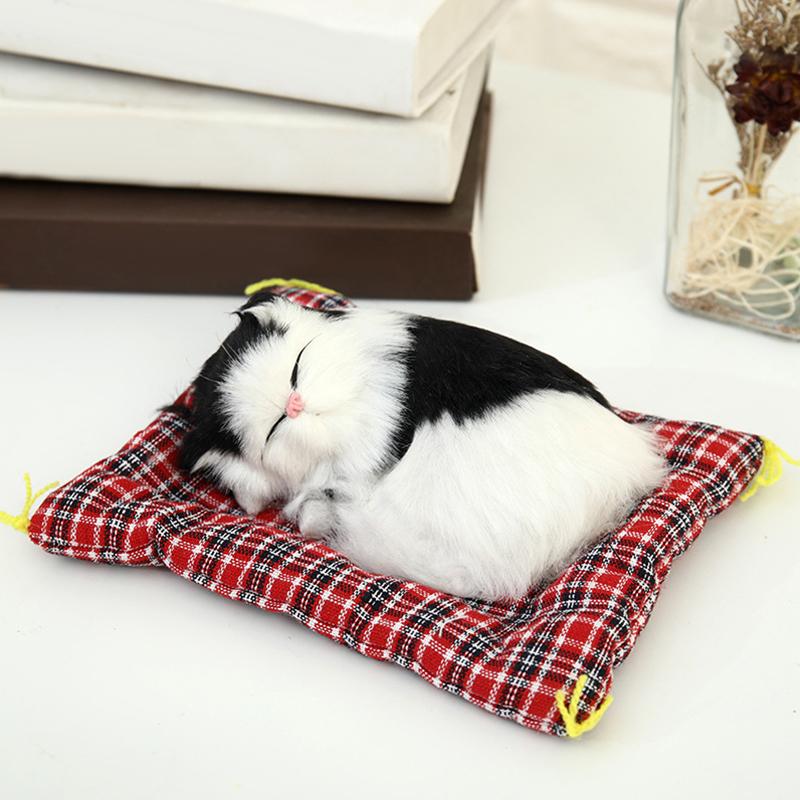 New Simulation Sleeping Cat Stuffed Animals Display Mold Portable Fake Cat Kittens Doll Ornaments Decoration Kids Gift