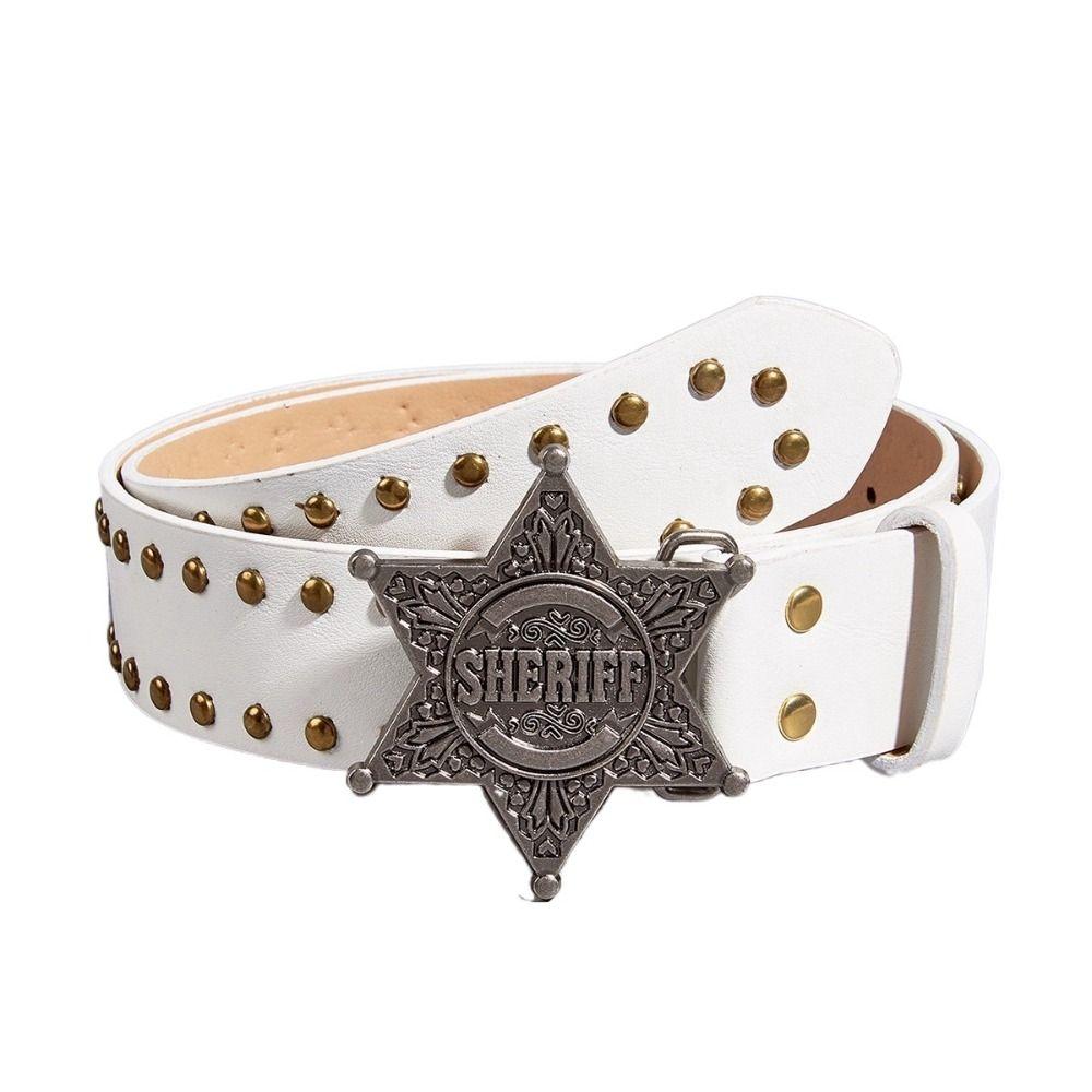 Wide Side Star PU Leather Belt Rivet Trouser Decoration Elegant Y2k Style Waist Belt  Party