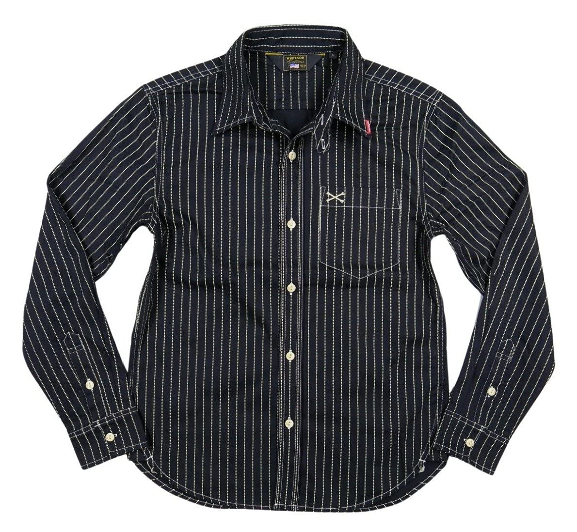 

Vanson Crossbone Embroidered Wabash Stripe Long Sleeve Work Shirt, NVSL-803, XXL, WABASH
