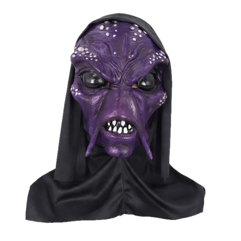 Halloween Alien Mask Scary Alien Monster Headgear UFO Quirky Party Dark Alien Creature Props Spotted alien