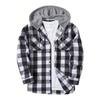 Autumn Men's Casual Fashion Couple Hooded Plaid Long Sleeve Shirt Trend