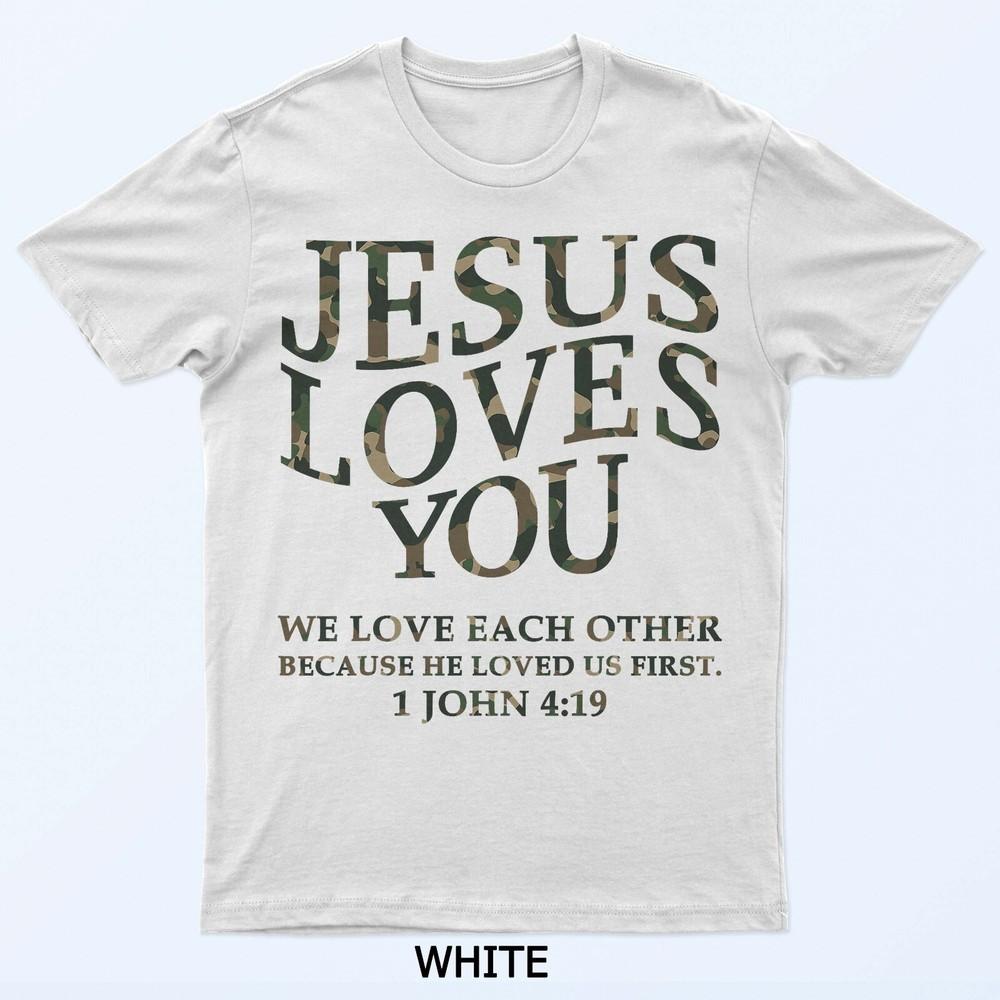 

Камуфляжная футболка «Иисус любит тебя» белая христианская футболка «Бог сын брат» M