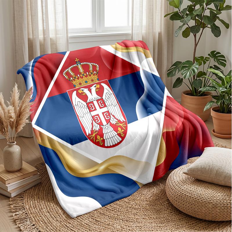 Coperta in Flanella Stampata Serbia Amica della Pelle Calda Decorativa Plaid per Divano Letto Interno Uso Quotidiano