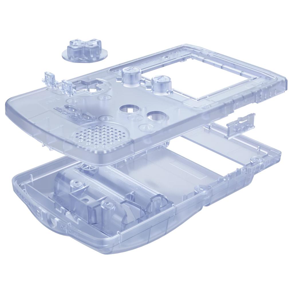 eXtremeRate Replacement Shell Full Housing Cover with Buttons, IPS Upgraded, for Game Boy Color. Clear material. Compatible with GBC OSD IPS, Regular