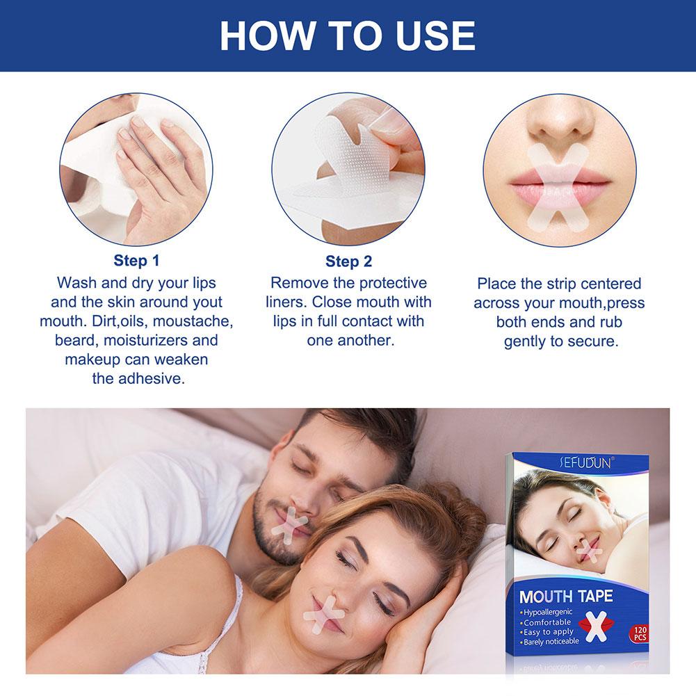 120Pcs Sleep Strip Mouth Tape for Snoring for Better Nose Breathing Stop Snoring Patches Good Sleeping Aid Mouth Breathing