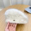 Autumn and Winter Hat Women's Rabbit Fur Beret New Korean Style Versatile Painter Hat Fashionable Warm Simple Literary Newsboy Hat