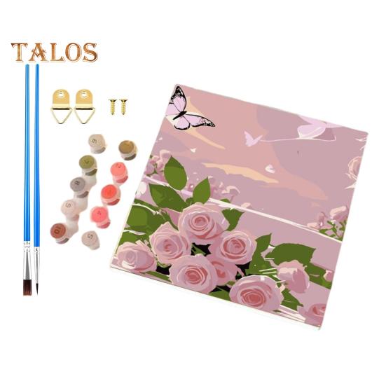 Κιτ Ζωγραφικής με Αριθμούς για Ενήλικες Παιδιά Χωρίς Πλαίσιο Λουλούδια Ακρυλικό Χρώμα σε Καμβά DIY Ψηφιακό Σετ Ελαιογραφίας για Διακόσμηση Τοίχου Σπιτιού