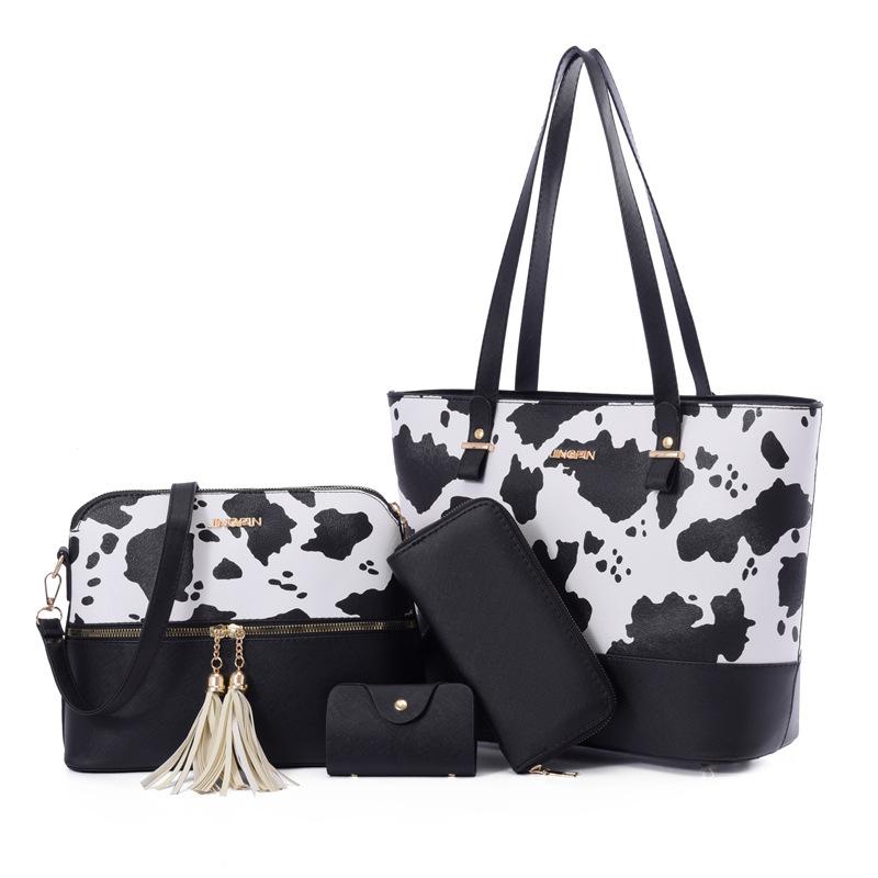 

Сумка для новой мамы и ребенка атмосферный набор из трех предметов коровья расцветка зебровая расцветка одно плечо через плечо портативная женская сумка модная сумка чёрный