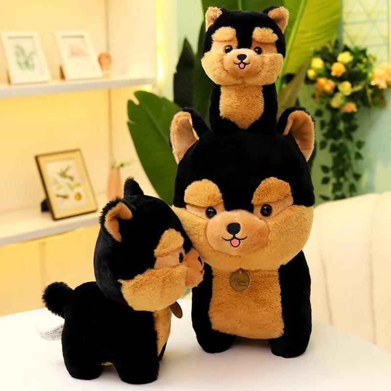 Liebliche Husky Haustiere Simulation Flauschiger Welpe Weiche Puppe Niedlicher Kleiner Chow Pomeranian Corgi Plüschtiere mit Anhänger Geschenk Für Mädchen 25-50cm